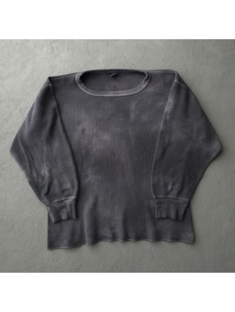 Vintage 70s Kmart Faded Black Charcoal waffle Thermal Shirt